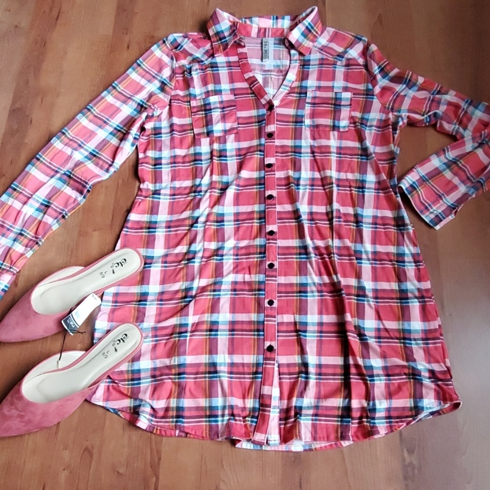 Plaid shirt dress/tunic